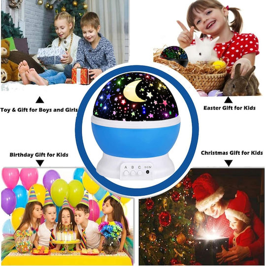 Led Rotating Kids Projector Lamp with Color Changes Light Blue