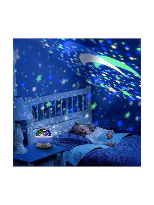 Led Περιστρεφόμενο Παιδικό Φωτιστικό Projector με Εναλλαγές Χρωματισμών Γαλάζιο