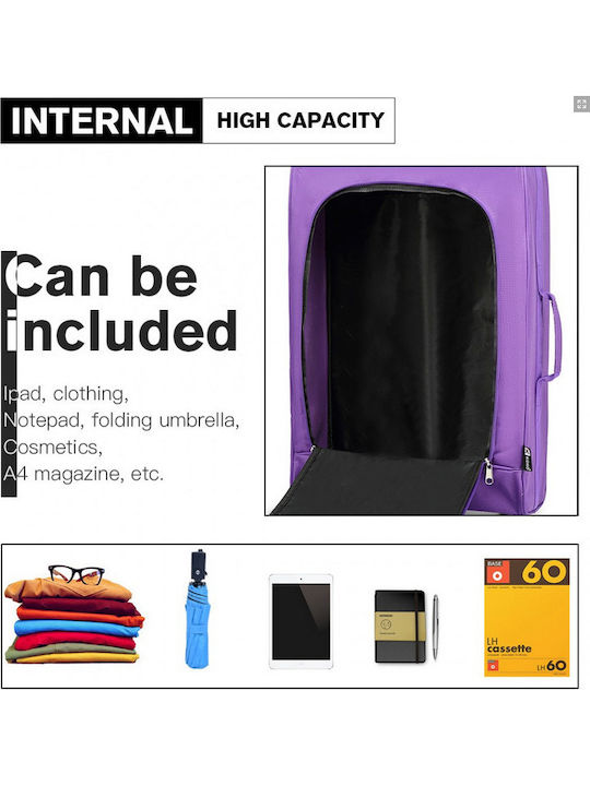 Miss Lulu Valiză De Călătorie Cabina Din Material Textil Violet Cu 4 Roți Înălțime 55 Cm
