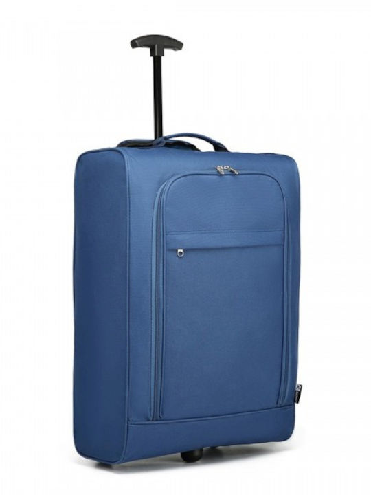 Miss Lulu Cabin Travel Suitcase Fabric Blue with 4 Wheels Height 55cm K1873-2 BE