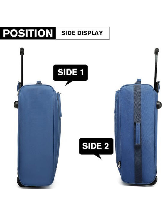 Miss Lulu Cabin Travel Suitcase Fabric Blue with 4 Wheels Height 55cm K1873-2 BE