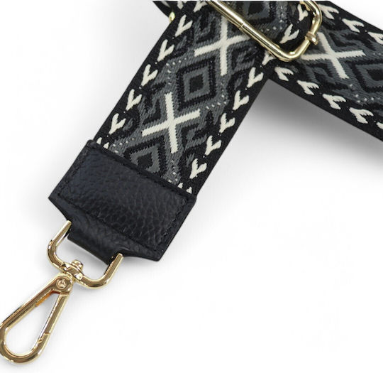 Adjustable Bag Strap Leather Details Black G