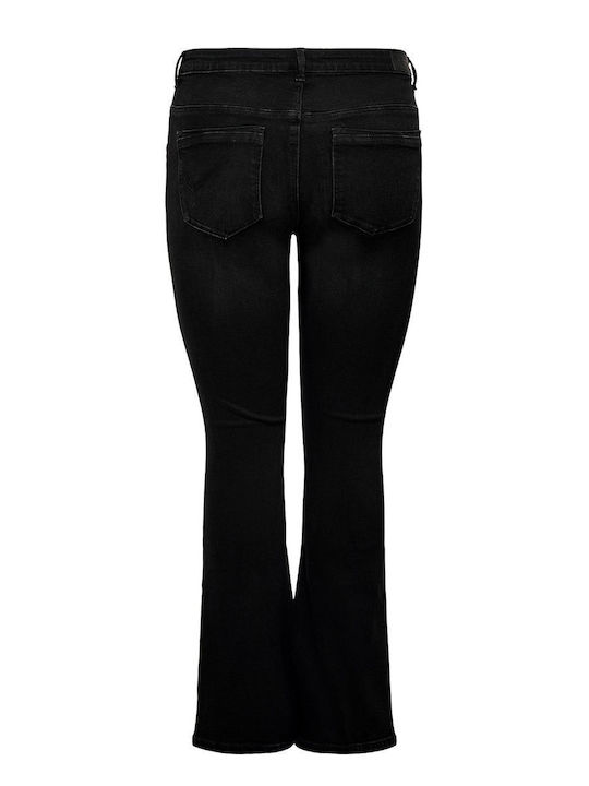 Hoch tailliert Damenjeans Schlaghose Schwarz
