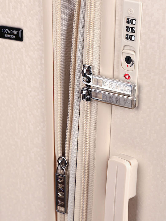 DKNY Medium Hard Travel Suitcase Ivory with 4 Wheels