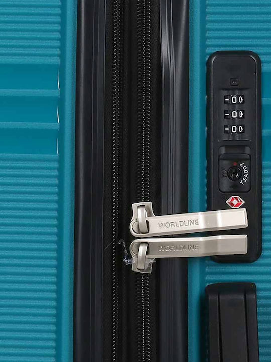 WORLDLINE Mittlerer Reisekoffer Hartschalen Petrol Blue mit 4 Räder