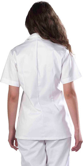 Anta Uniforms Γυναικείο Ιατρικό Σακάκι Λευκό από Βαμβάκι και Πολυεστέρα