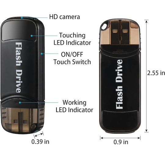 Usb Flash Drive Spy Camera Full Hd 1080p 32gb Memory Motion Detector Microphone 100 Minute Battery Life