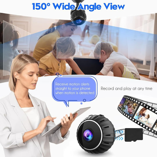 Мини шпионска камера Wifi 1080p микрофон сензор за движение нощно виждане 1 час живот на батерията