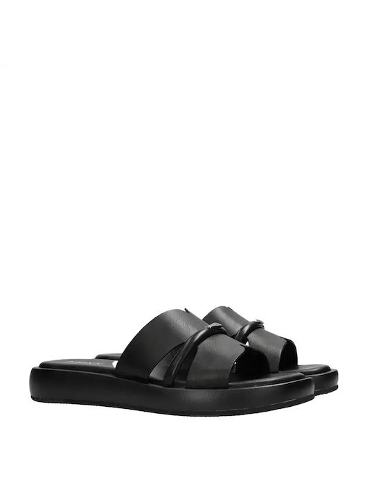 Mexx Leather Women's Flat Sandals in Black Color