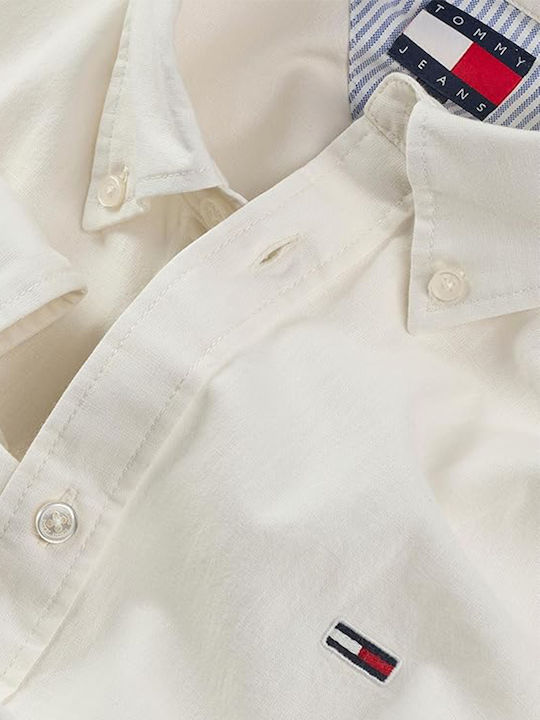 Langärmlig Leinen Hemd White