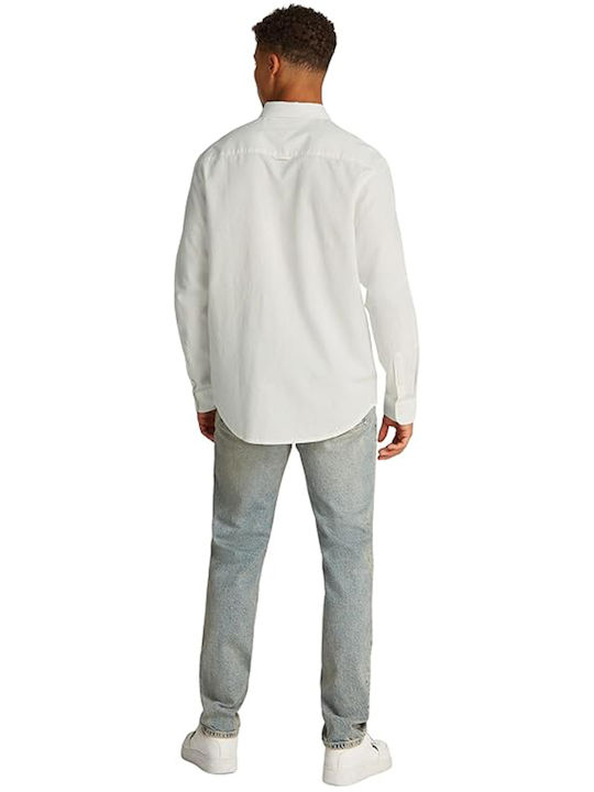 Langärmlig Leinen Hemd White