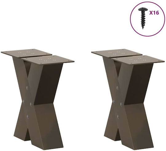 vidaXL Metallic Furniture Leg 2 Pieces Suitable for Table / Coffee Table / Office 30x30cm Brown