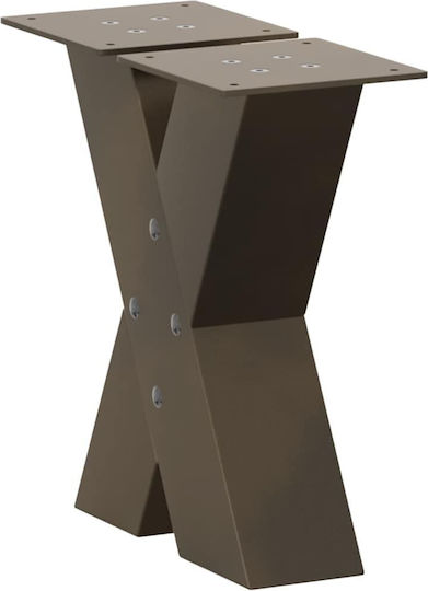 vidaXL Metallic Furniture Leg 2 Pieces Suitable for Table / Coffee Table / Office 30x30cm Brown