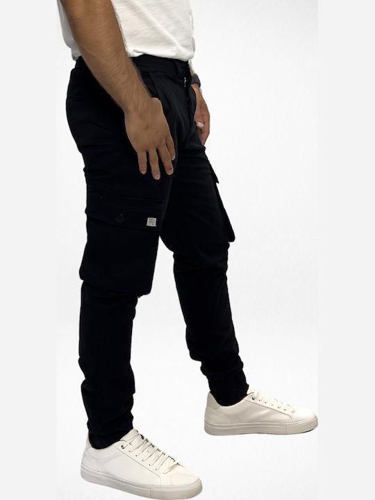 Men's Cargo Elastic Regular Fit Trousers Black