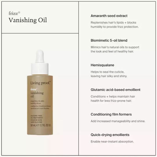 Living Proof No Frizz Moisturizing Oil All Hair Types 50 Ml