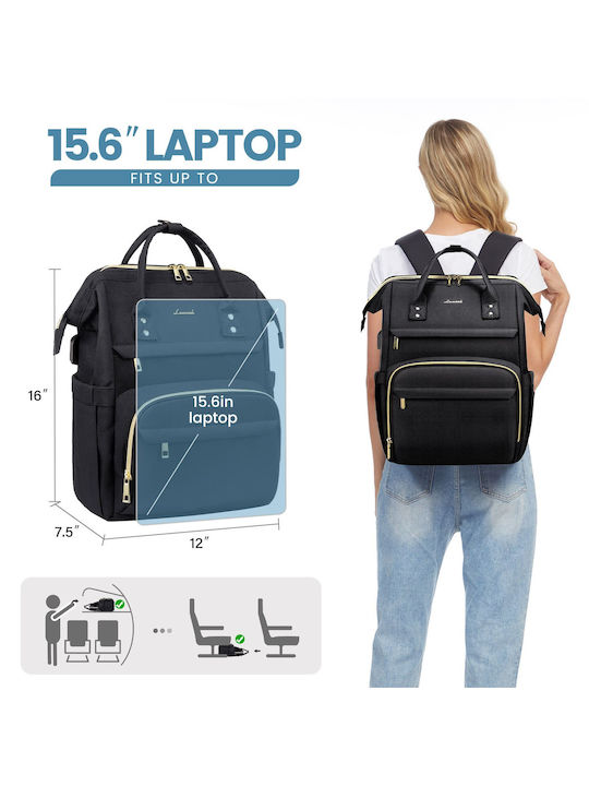 Lovevook Αδιάβροχη Τσάντα Πλάτης για Laptop 15.6" με Θύρα USB σε Μαύρο χρώμα WB1469