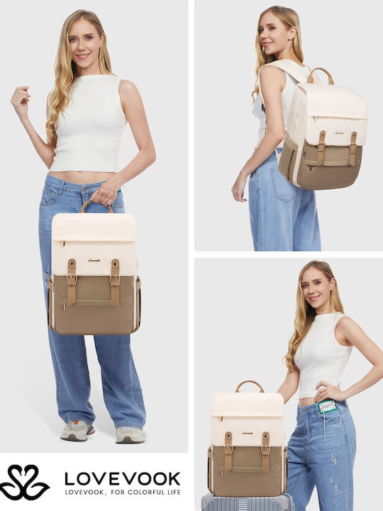 Lovevook Дамско Водоустойчива Чанта Раница за лаптоп 15.6" black/khaki