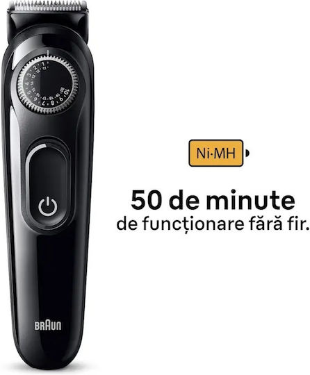 Braun Επαναφορτιζόμενη Κουρευτική Μηχανή Μαύρη BT3400