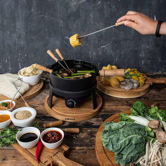 Boska Holland Electric Cast Iron Fondue Pot Black 22x21.7x34.7cm