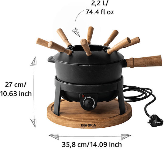 Boska Holland Electric Cast Iron Fondue Pot Black 22x21.7x34.7cm