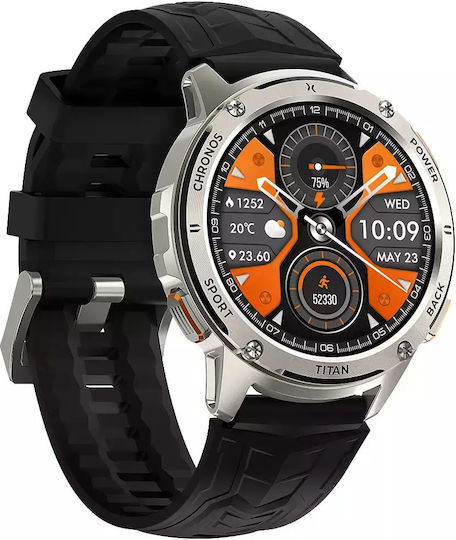 MaxCom FW110 Titan Chronos Titanium Smartwatch με SIM και Παλμογράφο (Ασημί)