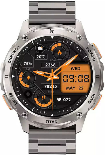 MaxCom FW110 Titan Chronos Titanium Smartwatch με SIM και Παλμογράφο (Ασημί)