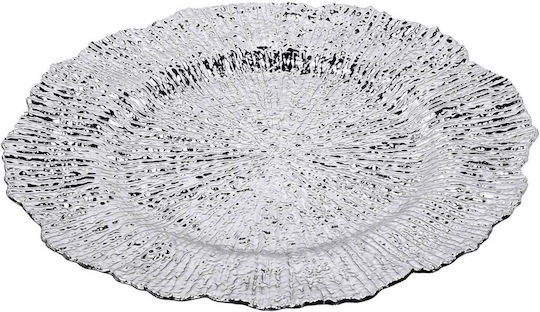 Dekorative Platte Rund Silber Silber 1Stück 33x33x1.5cm