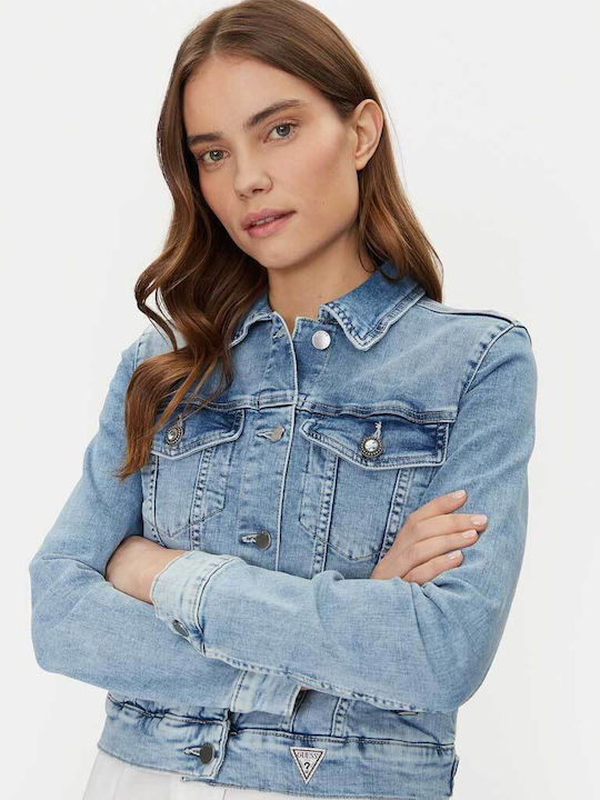 Crop Γυναικείο Τζιν Μπουφάν Light Blue