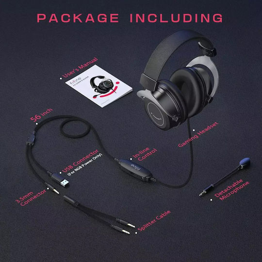 Fifine AmpliGame H3 On Ear Gaming Headset με σύνδεση 3.5mm / USB Ροζ for Nintendo Switch / PS4 / PS5 / XBOX
