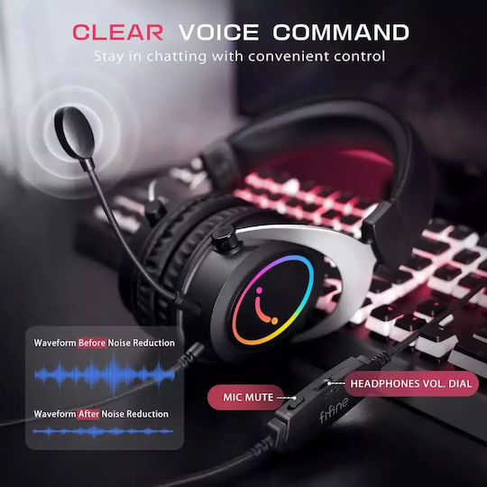 Fifine AmpliGame H3 On Ear Gaming Headset με σύνδεση 3.5mm / USB Ροζ for Nintendo Switch / PS4 / PS5 / XBOX
