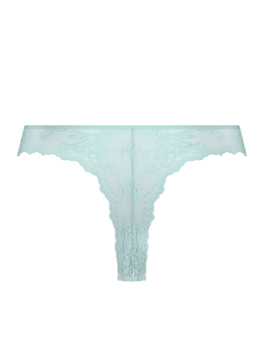 Invisible Femeie Șir de caractere fără cusături cu Dantelă Eggshell Blue