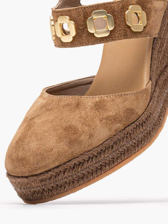 Komis & Komis Women's Leather Platform Espadrilles Tabac Brown