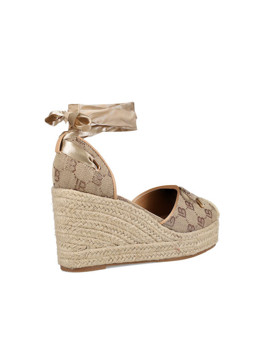 Damenplattformen im Espadrilles-Stil Beige