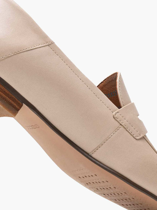 Mantinea.b Δερμάτινα Γυναικεία Loafers σε Μπεζ Χρώμα