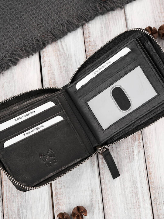 Leder Herren Geldbörse Klassisch mit RFID Schwarz