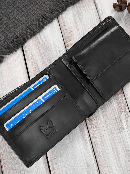 Leder Herren Geldbörse Klassisch mit RFID Schwarz