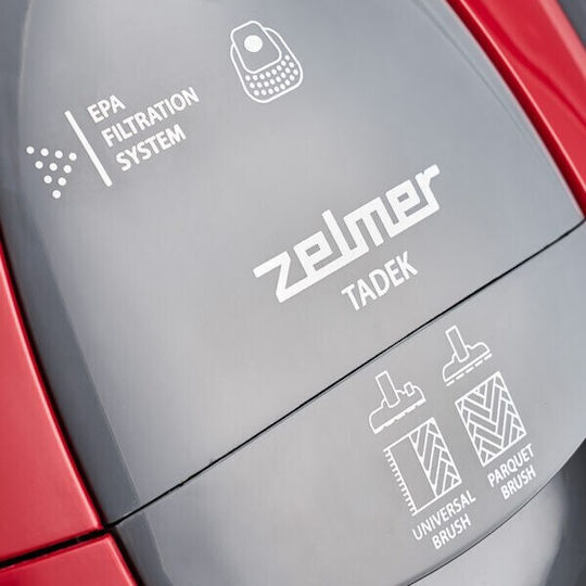 Zelmer ZVC261 Ηλεκτρική Σκούπα 800W με Σακούλα 2.5lt Κόκκινη
