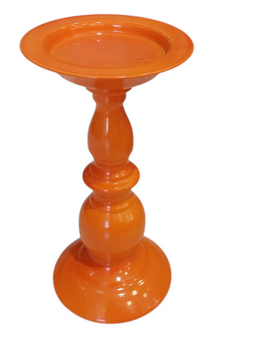 Orangener Kerzenhalter aus Metall D 10,5 x H 21,5 cm