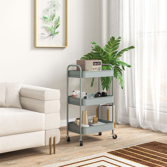 HomCom HomCom Kitchen Cart Metallic 3 Tiers Blue 45x30.6x79cm