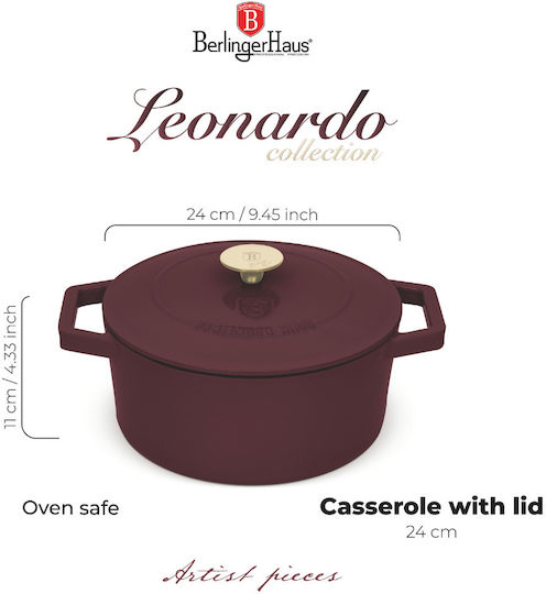 Berlinger Haus Leonardo Collection Deep Pot made of Cast Iron 4.35lt / 24cm
