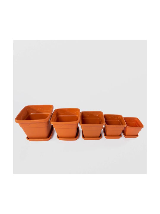 Square Planter Tray 28x21cm Brown Plastic