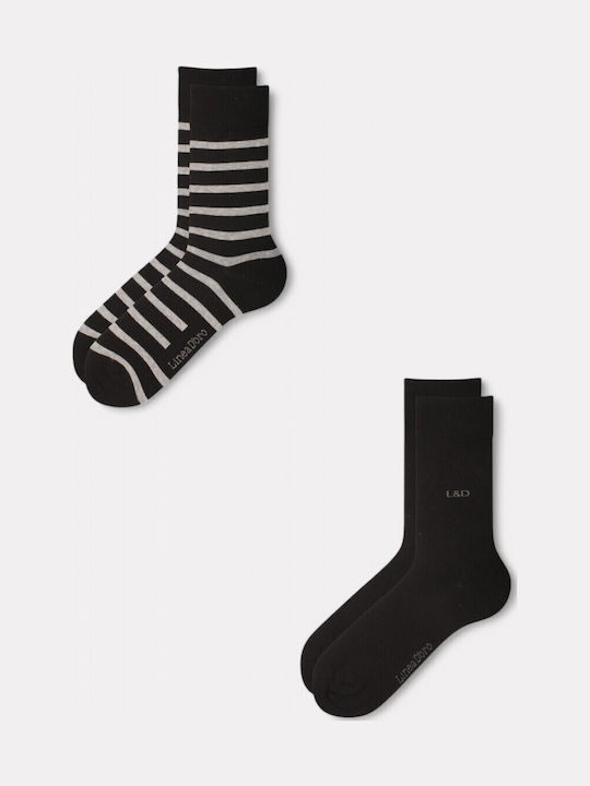 Herren Baumwollsocken Linea D'oro Schwarze Streifen Sparpackung mit 2 Stück Ld502-1-schwarz Herren Baumwollsocken Linea D'oro Schwarze Streifen Sparpackung mit 2 Stück Ld502-1-schwarz