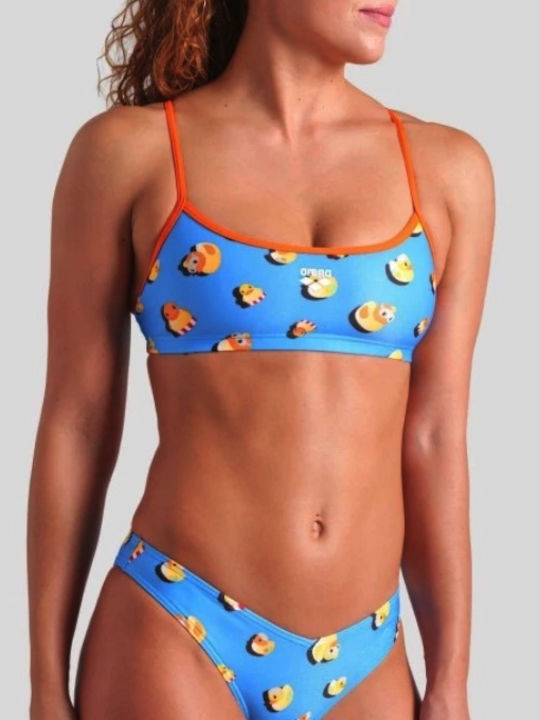 Strapless Bikini Top Turquoise, Orange, Blue