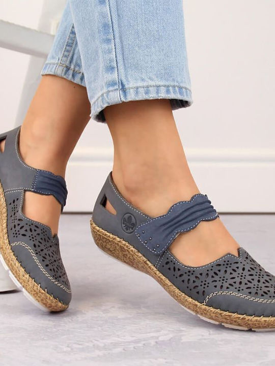 Damen Slip-Ons Leder Blau