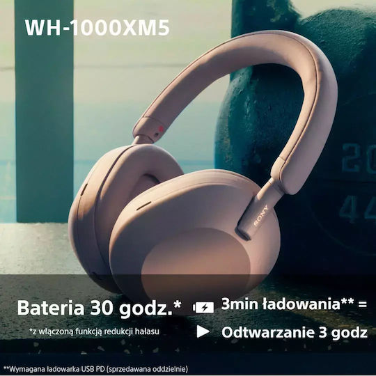 Sony WH-1000XM5 Безжични / Жични Over Ear Слушалки с 30 часа Работа и Бързо Зареждане Розови