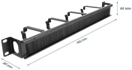 DeLock Bară de gestionare a cablurilor 1U Rack 19"/1U, 4x cârlige și perie 67033 1buc