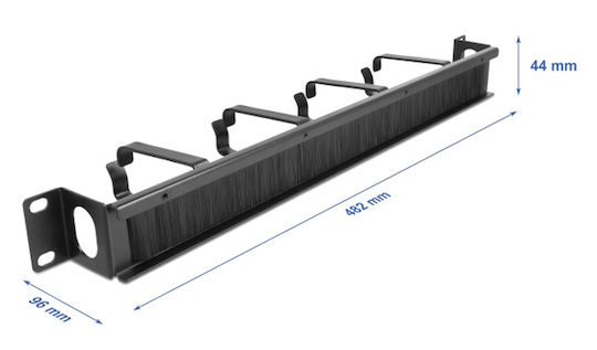 DeLock Bară de gestionare a cablurilor 1U Rack 19"/1U, 4x cârlige și perie 67033 1buc