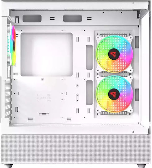 Savio Sigma X1 Gaming Midi-Turm Computergehäuse mit Seitenfenster Weiß
