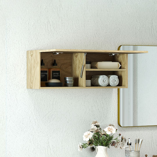 HomCom Ντουλάπι Μπάνιου 80x25x30cm Φυσικό Ξύλο