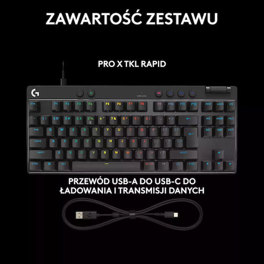Logitech Pro X TKL Rapid Gaming Keyboard Tenkeyless with Magnetic switches and RGB lighting (English US)